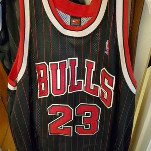 Michael Jordan Bulls Jersey Black Pinstripe